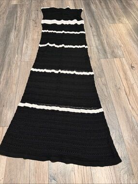 Victoria's Secret Black and White Crochet Maxi Dress